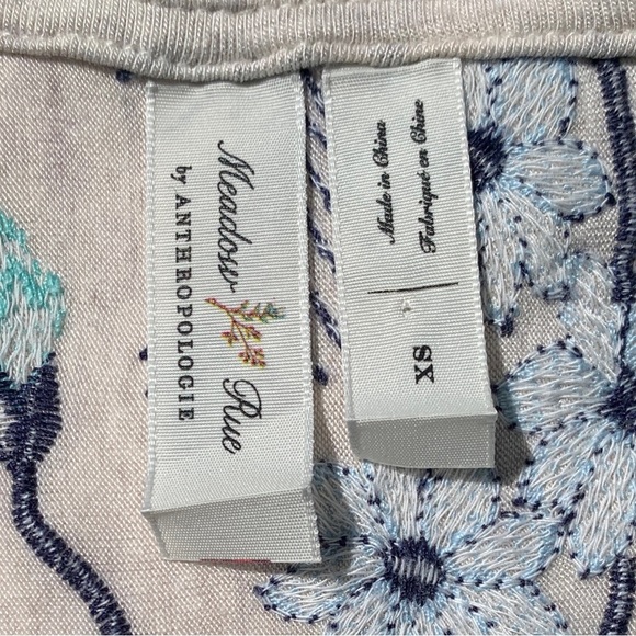 Anthropologie Meadow Rue Tank S Cartagena Boho Embroidered Floral Top Blue Green - Picture 9 of 11